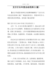 支行行长年度总结范例(2篇)