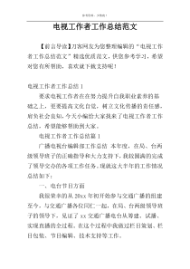 电视工作者工作总结范文