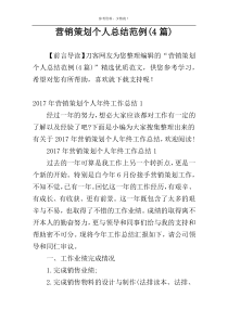 营销策划个人总结范例(4篇)