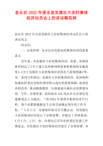 县长在全县发展壮大农村集体经济动员会上的讲话稿2022年度范例