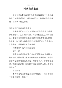污水自我鉴定