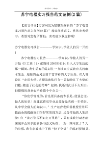 苏宁电器实习报告范文范例(2篇)