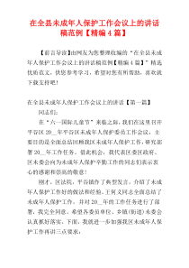 在全县未成年人保护工作会议上的讲话稿范例【精编4篇】