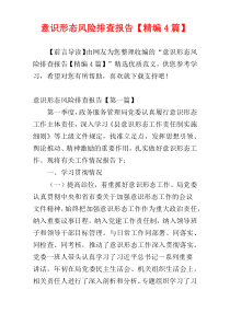 意识形态风险排查报告【精编4篇】