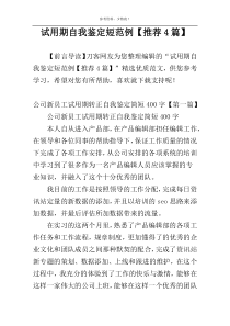 试用期自我鉴定短范例【推荐4篇】