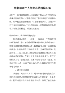 销售助理个人年终总结精编5篇