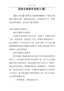 保育自查报告范例(5篇)