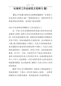 社保所工作总结范文范例(5篇)