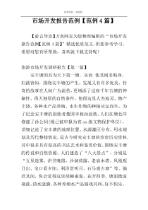 市场开发报告范例【范例4篇】