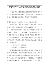 分管口半年工作总结范文范例(3篇)
