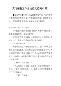 实习销售工作总结范文范例(3篇)