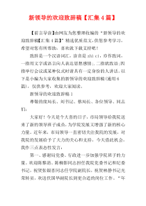 新领导的欢迎致辞稿【汇集4篇】