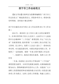 西宁市工作总结范文
