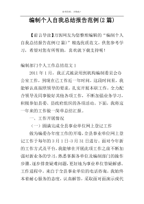 编制个人自我总结报告范例(2篇)