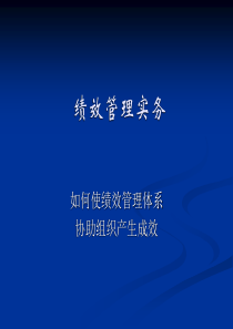 绩效管理实务-如何使绩效管理体系协助组织产生成效(1)