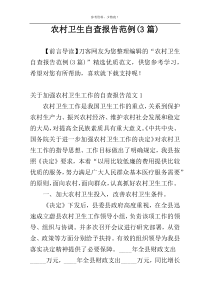 农村卫生自查报告范例(3篇)