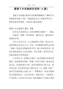暑期下乡实践报告范例（4篇）