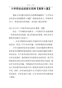 小学劳动总结家长范例【推荐4篇】