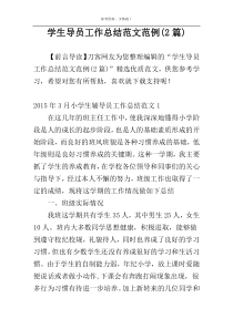 学生导员工作总结范文范例(2篇)