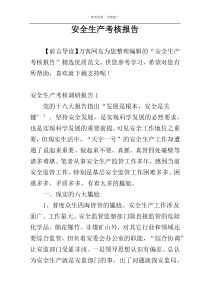 安全生产考核报告