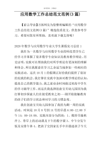 应用数学工作总结范文范例(3篇)