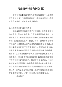 民企调研报告范例(3篇)