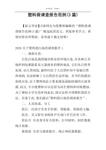 塑料袋调查报告范例(3篇)