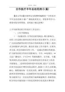 合作医疗半年总结范例(5篇)
