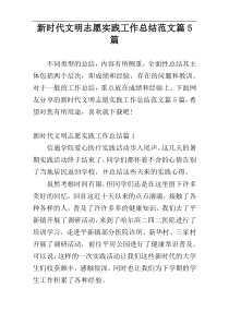 新时代文明志愿实践工作总结范文篇5篇