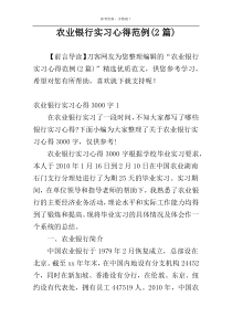 农业银行实习心得范例(2篇)