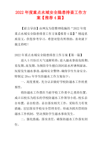 重点水域安全隐患排查工作方案2022年度【推荐4篇】