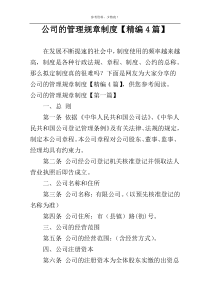 公司的管理规章制度【精编4篇】