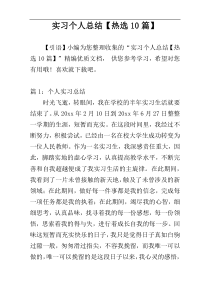 实习个人总结【热选10篇】