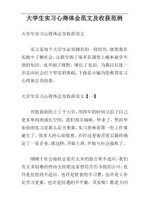 大学生实习心得体会范文及收获范例