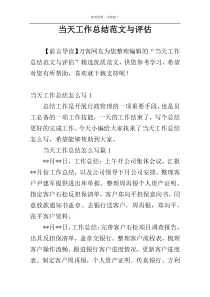 当天工作总结范文与评估