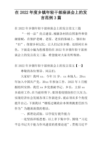 在2022年度乡镇年轻干部座谈会上的发言范例3篇