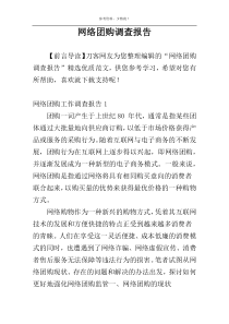 网络团购调查报告