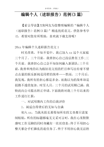 编辑个人（述职报告）范例(3篇)