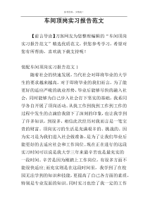车间顶岗实习报告范文