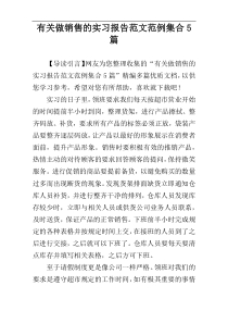 有关做销售的实习报告范文范例集合5篇