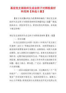 基层党支部组织生活会班子对照检查材料范例【热选5篇】