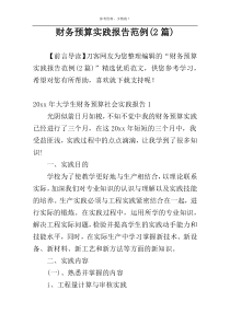 财务预算实践报告范例(2篇)
