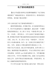 电子游戏调查报告