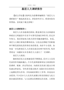 基层人大调研报告