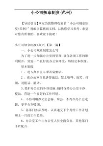 小公司规章制度(范例)