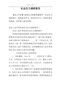 社会压力调研报告