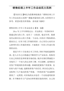 销售经理上半年工作总结范文范例