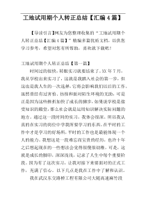 工地试用期个人转正总结【汇编4篇】