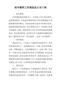 初中教师工作规划怎么写5例