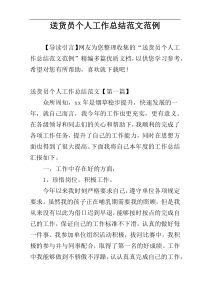 送货员个人工作总结范文范例